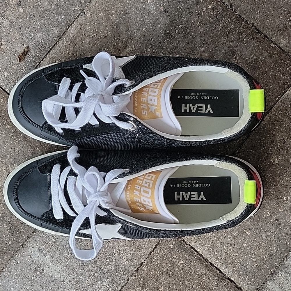 Golden Goose Yeah Glitter Sneakers with White Star Sz 38 Authenticated - Picture 5 of 13